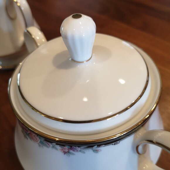 Noritake Legendary Belle Empress Sugar Bowl With Lid And Creamer Milk Jug Mint - Picture 5 of 15
